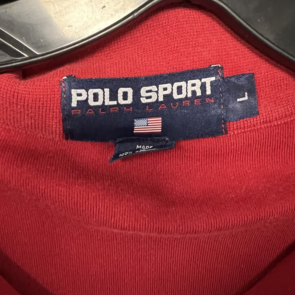 VTG Polo Sport Ralph Lauren Sweater Men's Red Pullover‎ 1/4 Quarter Zip - Picture 4 of 7